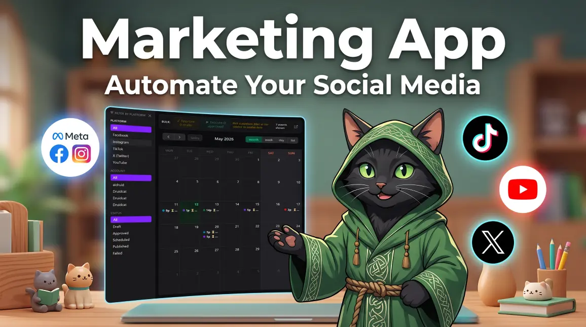 Marketing App — AI-powered social media scheduler for Facebook, Instagram, YouTube, TikTok and X