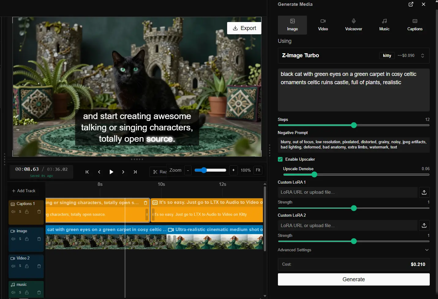 Auto captions with pop-up animations